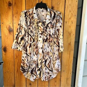 Women’s Lindi Drape Pocket Tunic Button Down Blouse EUC